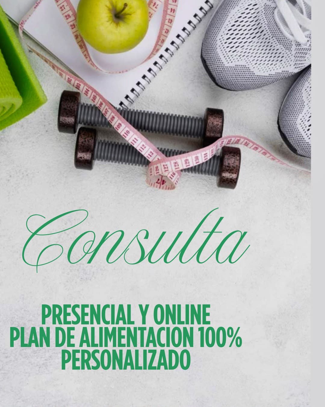 Información de consulta nutricional presencial y en línea con plan personalizado