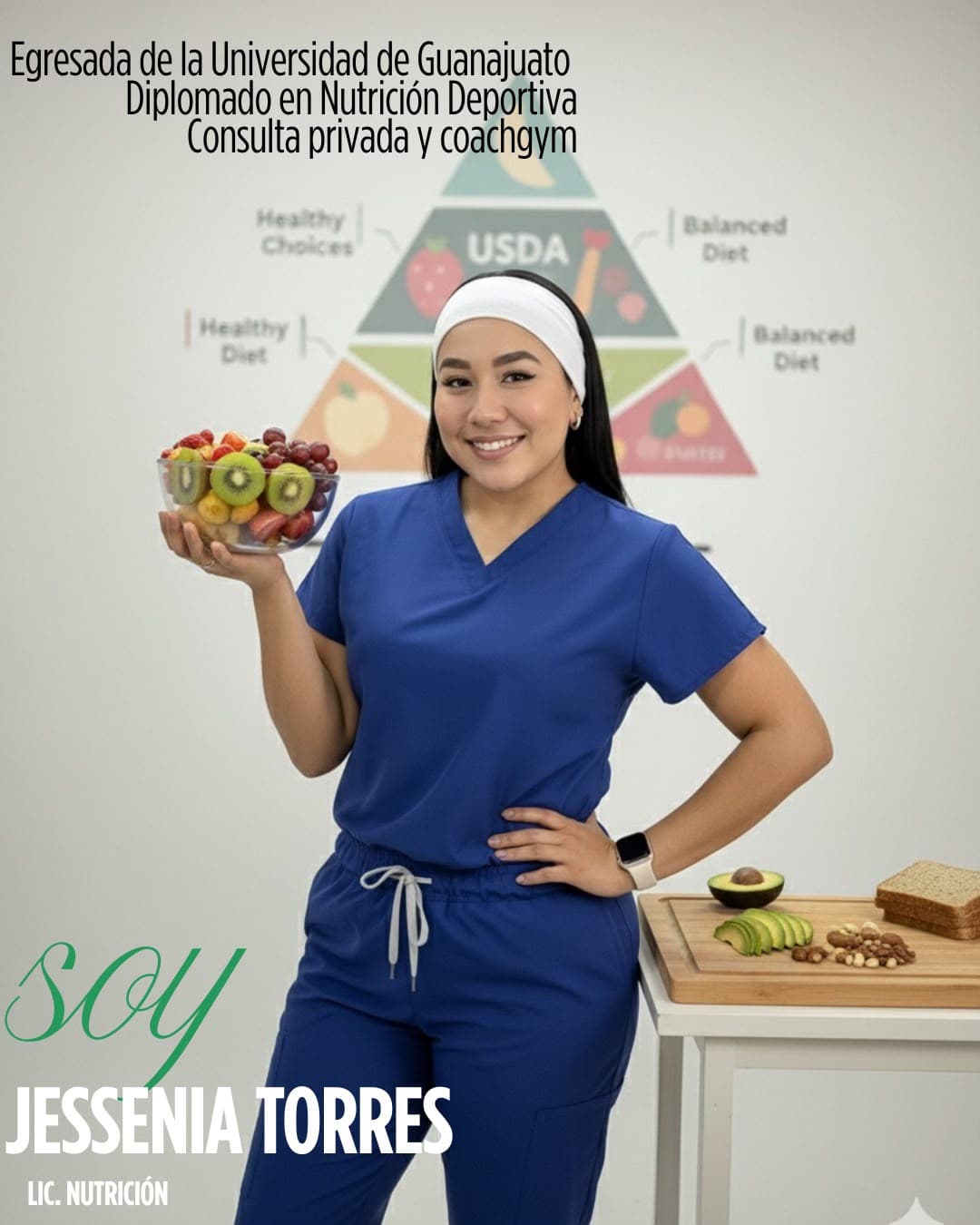 Jessenia Torres, licenciada en Nutrición, durante una presentación profesional